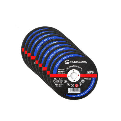 3-Zoll-Metallschleifscheiben für gerade und spaltfreie Schnitte 75 mm x 1,6 mm x 9 mm kontinuierliche Radklinge Hartes Aluminiumoxid Abrasiv 80 m/s